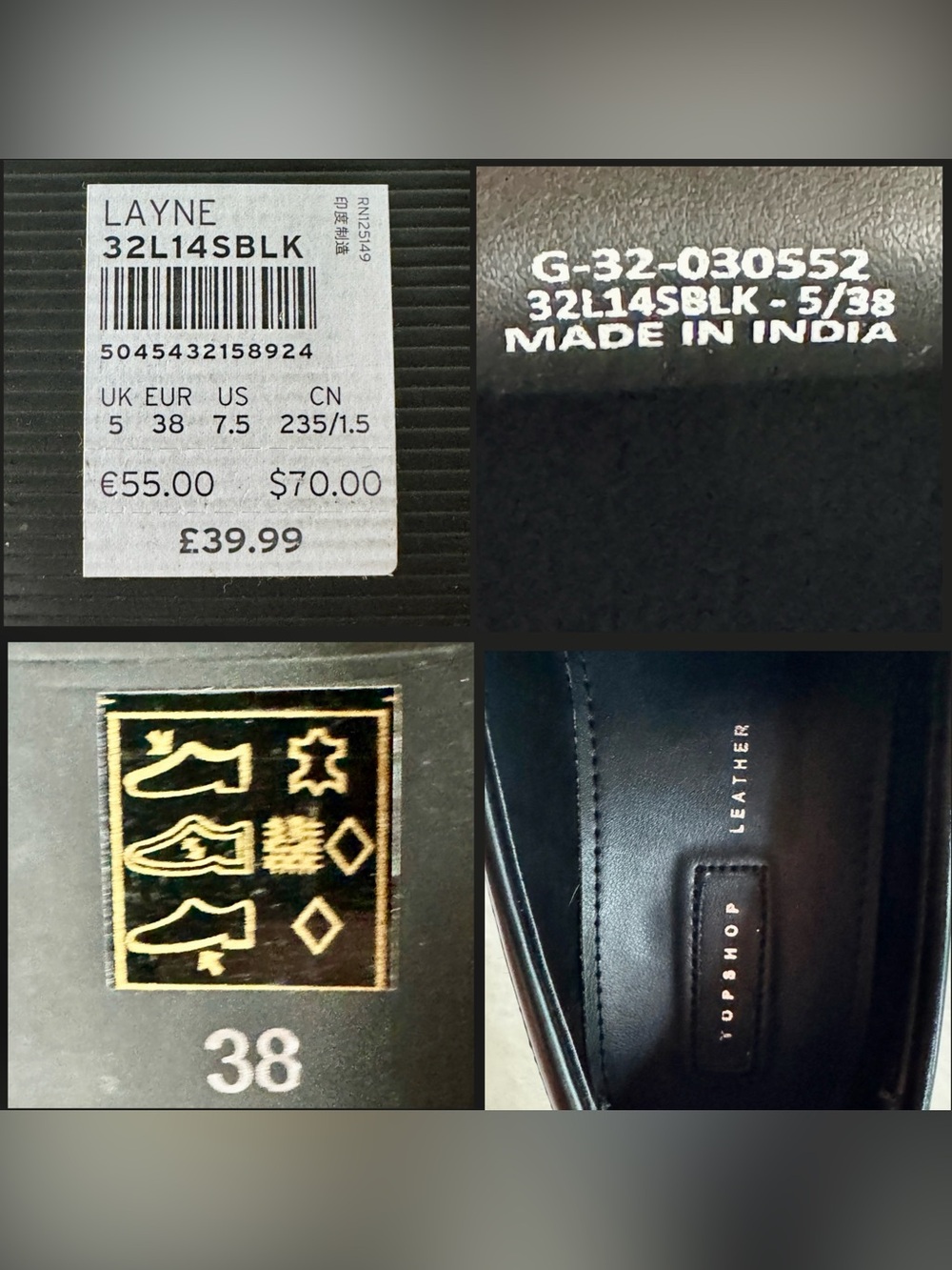 TOPSHOP Leather Layne Black Slip-on Loafer 7.5 NWOB - Picture 4 of 16